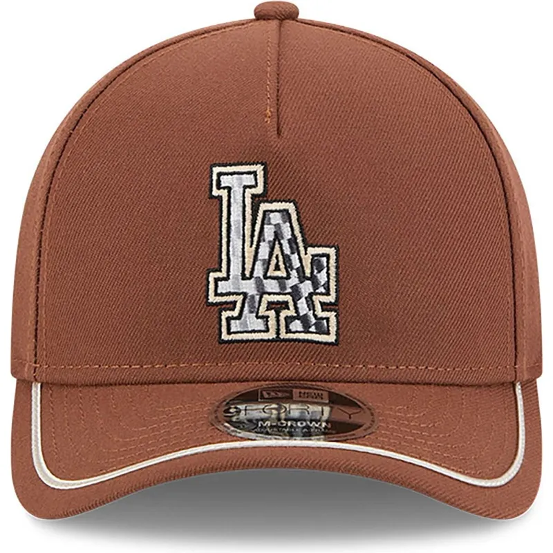 cap-kumer-brown-snapback-9forty-m-crown-a-frame-motorsport-los-angeles-dodgers-mlb-new-era