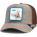 mutsid-kumer-veok-pruun-snapback-perro-chihuahua-amigo-suited-friend-business-professional-the-farm-the-farm-de-goorin-bros