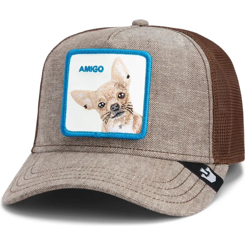 mutsid-kumer-veok-pruun-snapback-perro-chihuahua-amigo-suited-friend-business-professional-the-farm-the-farm-de-goorin-bros
