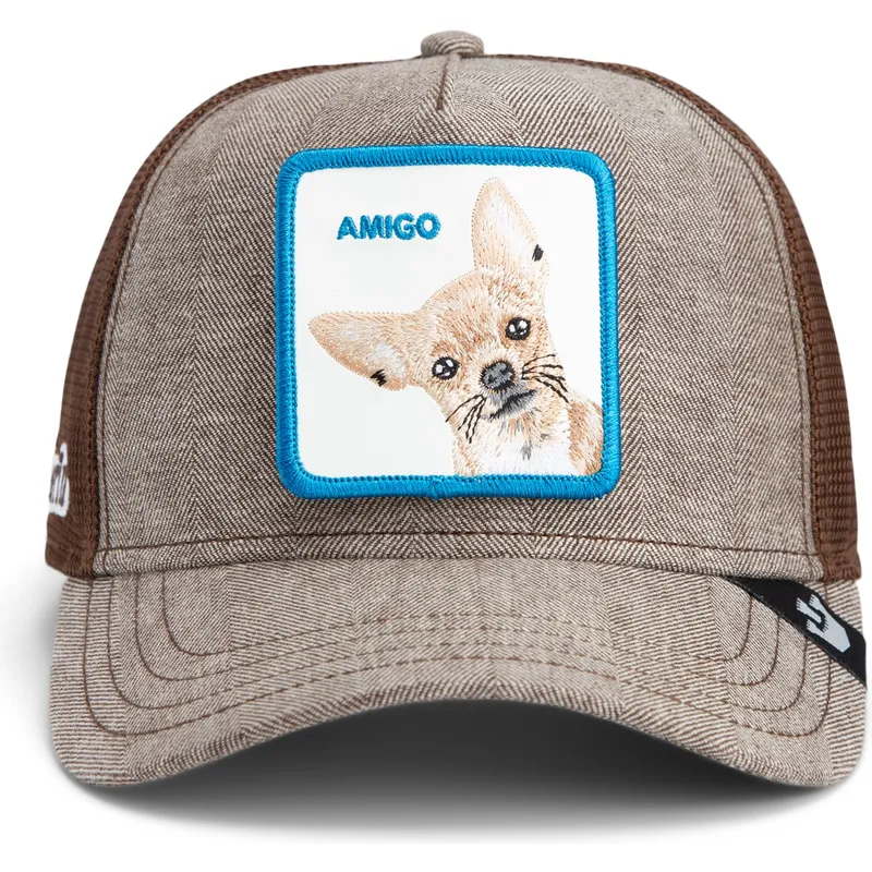 mutsid-kumer-veok-pruun-snapback-perro-chihuahua-amigo-suited-friend-business-professional-the-farm-the-farm-de-goorin-bros