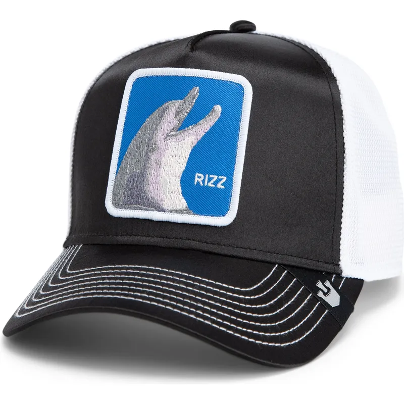 cap-kumer-black-snapback-goorin-bros-dolphin-rizz-rizzky-bizznizz-great-escape-the-farm-black-and-white-hat-the-farm-de-goorin-b