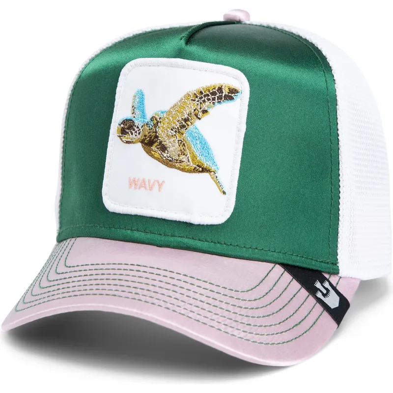 mutsid-kumer-mitmevarviline-snapback-goorin-bros-turtle-wavy-allablur-great-escape-the-farm-green-white-and-pink-hat-the-farm-go