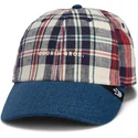 cap-kumer-navy-blue-snapback-goorin-bros-curved-brim-raised-in-a-barn-papa-cap-madras-the-farm-navy-blue-and-red-cap-the-farm-de
