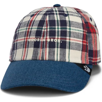 Cap kumer navy blue snapback Goorin Bros. Curved Brim Raised In A Barn Papa Cap Madras The Farm Navy Blue and Red Cap The Farm de Goorin Bros.