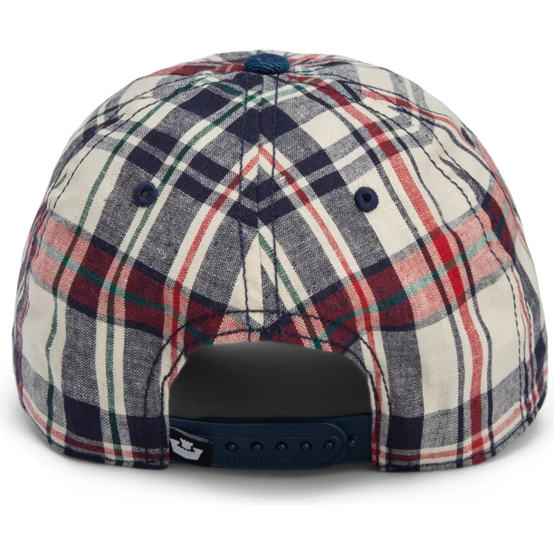 cap-kumer-navy-blue-snapback-goorin-bros-curved-brim-raised-in-a-barn-papa-cap-madras-the-farm-navy-blue-and-red-cap-the-farm-de