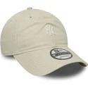 new-era-curved-brim-9twenty-mini-logo-washed-new-york-yankees-mlb-beige-adjustable-cap