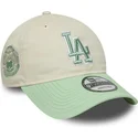 new-era-curved-brim-women-9twenty-world-series-cooperstown-los-angeles-dodgers-mlb-beige-and-green-adjustable-cap