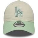 new-era-curved-brim-women-9twenty-world-series-cooperstown-los-angeles-dodgers-mlb-beige-and-green-adjustable-cap