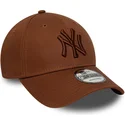 new-era-curved-brim-brown-logo-9forty-league-essential-new-york-yankees-mlb-brown-adjustable-cap