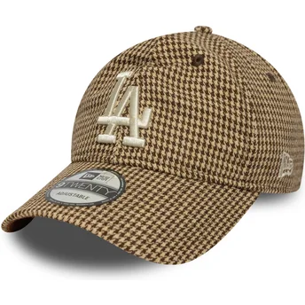 New Era Curved Brim 9TWENTY Houndstooth Los Angeles Dodgers MLB Brown Adjustable Cap