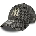 new-era-curved-brim-9twenty-houndstooth-new-york-yankees-mlb-black-adjustable-cap