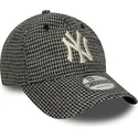 new-era-curved-brim-9twenty-houndstooth-new-york-yankees-mlb-black-adjustable-cap