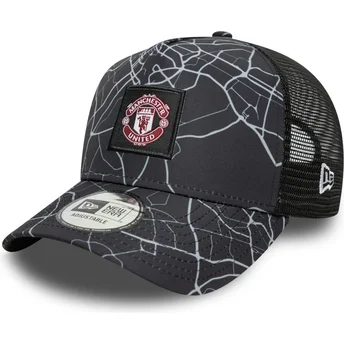 Cap kumer black snapback A Frame All Over Print Manchester United Football Club Premier League New Era