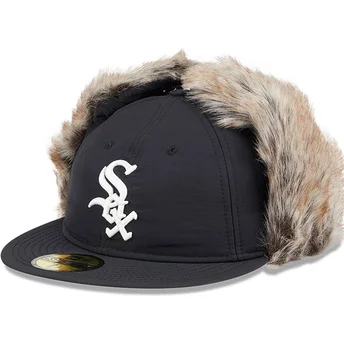 New Era Flat Brim 59FIFTY Winter Dog Ear Chicago White Sox MLB Black Fitted Cap