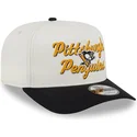new-era-curved-brim-9fifty-a-frame-chainstitch-pittsburgh-penguins-nhl-beige-and-black-snapback-cap