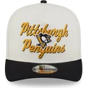 new-era-curved-brim-9fifty-a-frame-chainstitch-pittsburgh-penguins-nhl-beige-and-black-snapback-cap