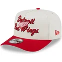 new-era-curved-brim-9fifty-a-frame-chainstitch-detroit-red-wings-nhl-beige-and-red-snapback-cap