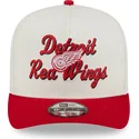 new-era-curved-brim-9fifty-a-frame-chainstitch-detroit-red-wings-nhl-beige-and-red-snapback-cap