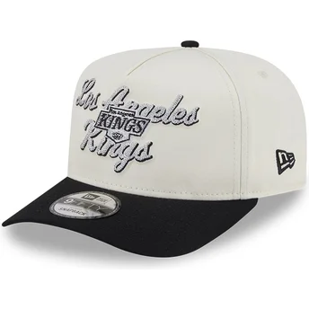 New Era Curved Brim 9FIFTY A Frame Chainstitch Los Angeles Kings NHL Beige and Black Snapback Cap
