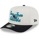 new-era-curved-brim-9fifty-a-frame-chainstitch-san-jose-sharks-nhl-beige-and-black-snapback-cap