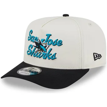 New Era Curved Brim 9FIFTY A Frame Chainstitch San Jose Sharks NHL Beige and Black Snapback Cap