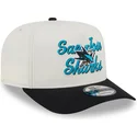 new-era-curved-brim-9fifty-a-frame-chainstitch-san-jose-sharks-nhl-beige-and-black-snapback-cap