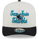 new-era-curved-brim-9fifty-a-frame-chainstitch-san-jose-sharks-nhl-beige-and-black-snapback-cap