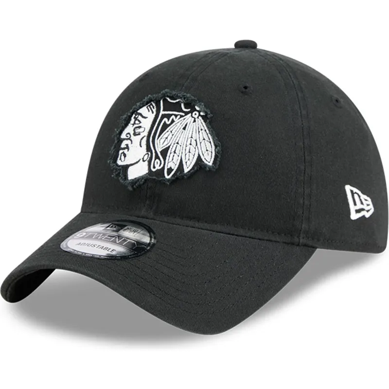 cap-kumer-black-adjustable-strap-9twenty-stamp-chicago-blackhawks-nhl-new-era