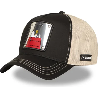 Capslab Woodstock PEA6 NAW6 Peanuts Black and Beige Trucker Hat
