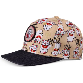 Mütsid lame beež snapback lastele Lucky Cat Linen Djinns