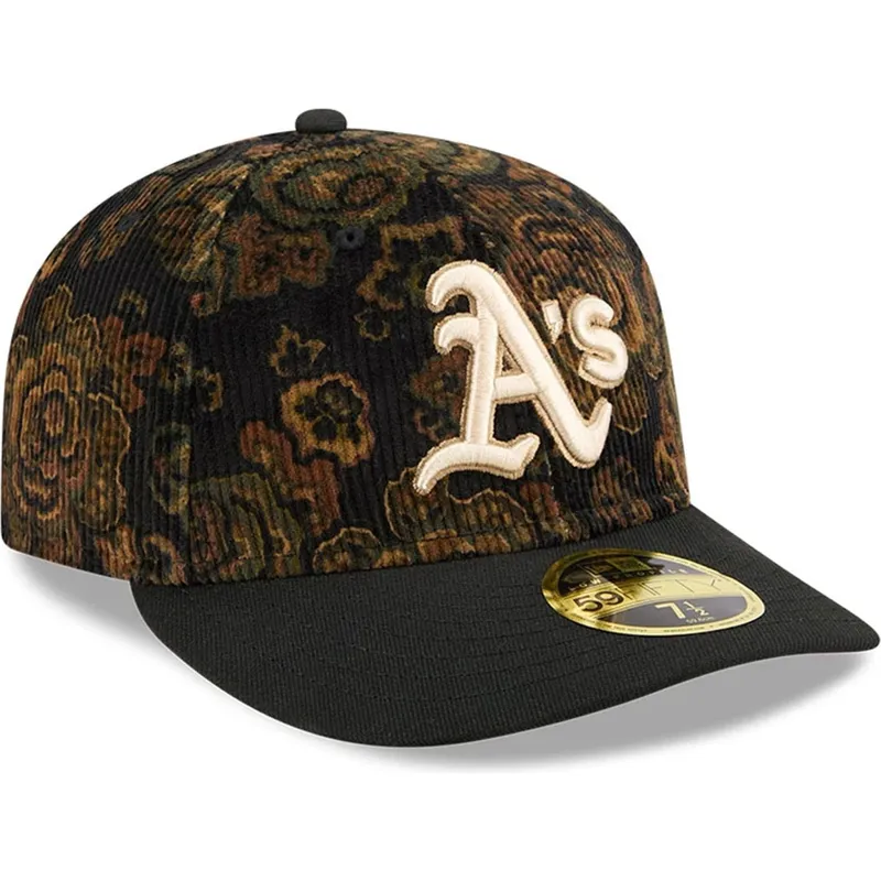 cap-kumer-black-ajustada-59fifty-low-profile-floral-cord-three-looms-printed-corduroy-oakland-athletics-mlb-new-era