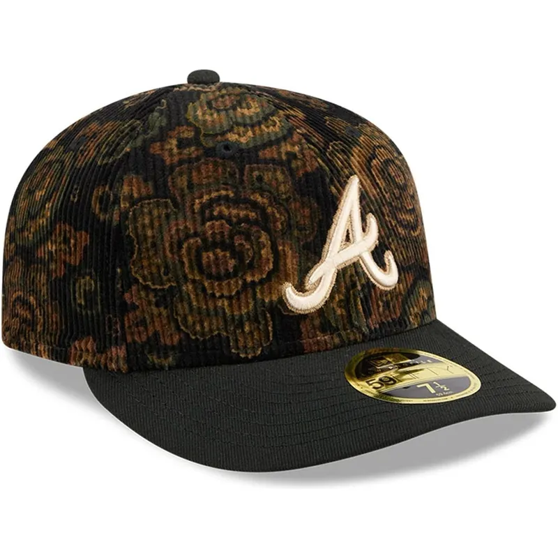cap-kumer-black-ajustada-59fifty-low-profile-floral-cord-three-looms-printed-corduroy-atlanta-braves-mlb-new-era
