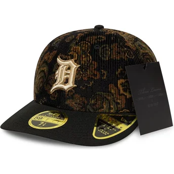 Cap kumer black ajustada 59FIFTY Low Profile Floral Cord Three Looms Printed Corduroy Detroit Tigers MLB New Era