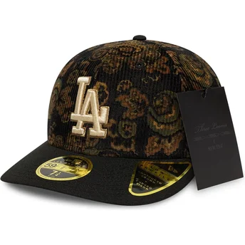 New Era Curved Brim 59FIFTY Low Profile Floral Cord Three Looms Printed Corduroy Los Angeles Dodgers MLB Black Fitted Cap