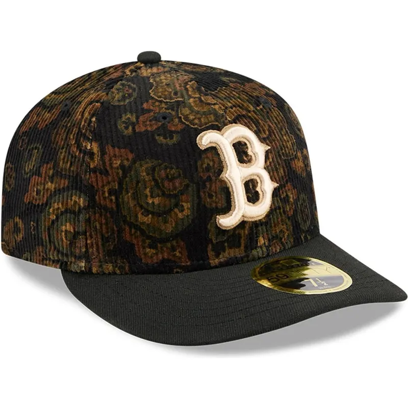 mutsid-kumer-must-reguleeritav-59fifty-low-profile-floral-cord-three-looms-printed-corduroy-boston-red-sox-mlb-new-era
