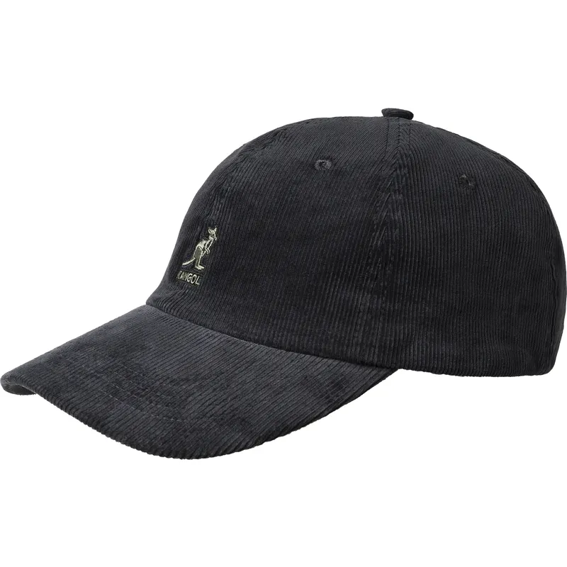 kangol-curved-brim-cord-baseball-black-adjustable-cap