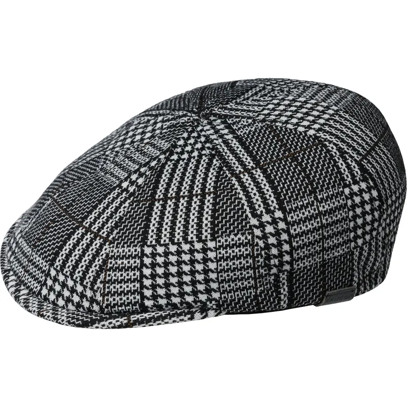 kangol-pattern-flexfit-black-plaid-flat-cap