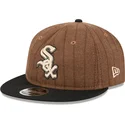new-era-flat-brim-9fifty-retro-crown-wool-pinstripe-chicago-white-sox-mlb-brown-and-black-adjustable-cap