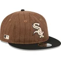 new-era-flat-brim-9fifty-retro-crown-wool-pinstripe-chicago-white-sox-mlb-brown-and-black-adjustable-cap