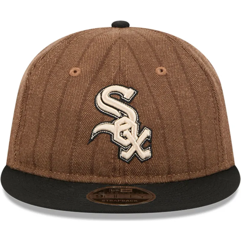 mutsid-lame-pruun-reguleeritav-rihm-9fifty-retro-crown-wool-pinstripe-chicago-white-sox-mlb-new-era
