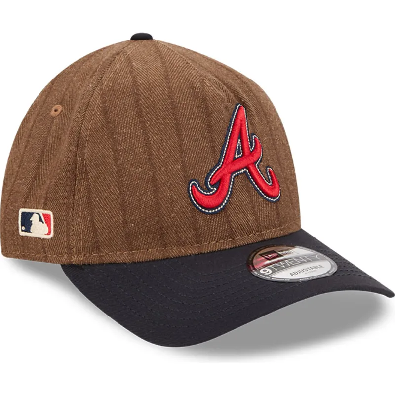 cap-kumer-brown-adjustable-strap-9twenty-a-frame-wool-pinstripe-atlanta-braves-mlb-new-era