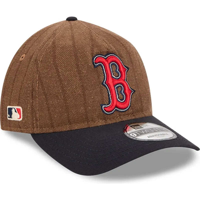 cap-kumer-brown-adjustable-strap-9twenty-a-frame-wool-pinstripe-boston-red-sox-mlb-new-era