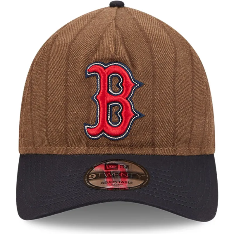 cap-kumer-brown-adjustable-strap-9twenty-a-frame-wool-pinstripe-boston-red-sox-mlb-new-era
