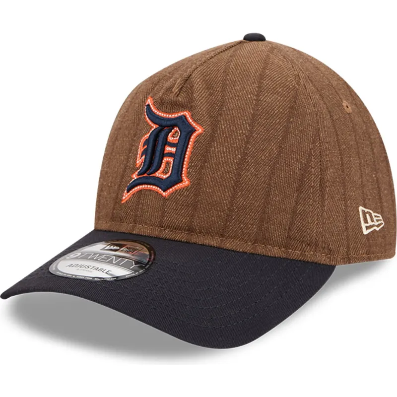 cap-kumer-brown-adjustable-strap-9twenty-a-frame-wool-pinstripe-detroit-tigers-mlb-new-era