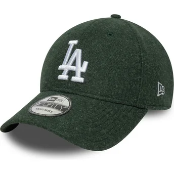 New Era Curved Brim 9FORTY Melton Wool Los Angeles Dodgers MLB Green Snapback Cap