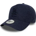 new-era-curved-brim-navy-blue-logo-9forty-e-frame-melton-los-angeles-dodgers-mlb-navy-blue-snapback-cap