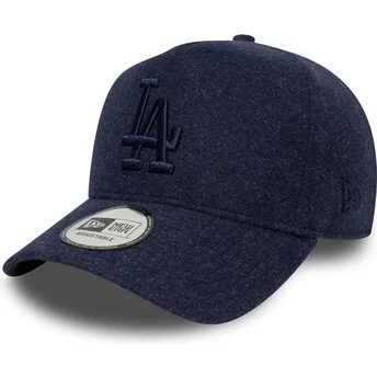 New Era Curved Brim Navy Blue Logo 9FORTY E Frame Melton Los Angeles Dodgers MLB Navy Blue Snapback Cap