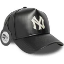 new-era-curved-brim-9forty-e-frame-img-leather-new-york-yankees-mlb-black-adjustable-cap