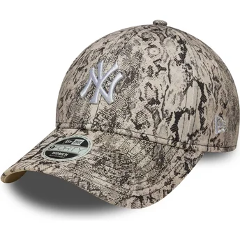 New Era Curved Brim Women 9FORTY Snake New York Yankees MLB Grey Adjustable Cap