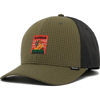 Djinns Curved Brim TrueFit Resting Man Green and Black Adjustable Cap